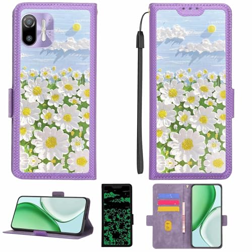 Kinetijy Case Compatible for Ulefone Note 6 Phone Case Flip Cover [with Tempered Glass Screen Protector][RFID Blocking][Luminous Effect] LPT-CJ