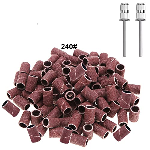 Yoezuo 100 Pcs Sanding Bands, 240 Grit Art Files, 2 Pcs Drill Bits for Electric Nail Machine Manicure & Pedicure