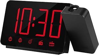 mewmewcat Rádio FM despertador,Projetor Despertador 180 ° Projetor com Função Snooze de Rádio FM 4 Dimmer Dual Alarm USB Charging Relógio Digital 12H / 24H para Quartos
