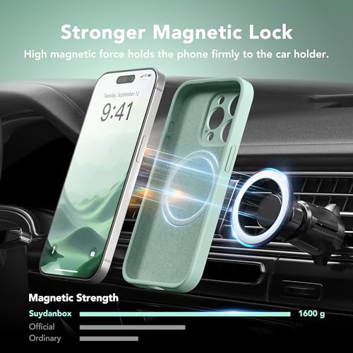 Image of Magnetic for iPhone 13 Pro Case, Compatible with MagSafe, [Full Camera Protection][Screen Protector] Silicone Shockproof Protective Phone Case for iPhone 13 Pro 6.1 inch, Mint