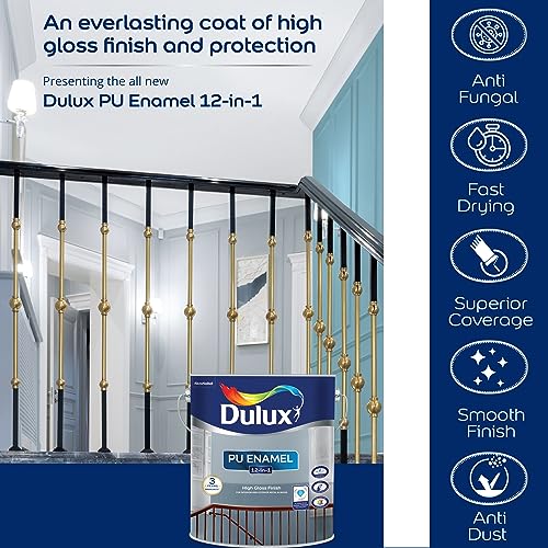 Dulux PU Enamel White 1 Litre High Gloss Finish Paint for Interior Exterior Metal & Wood Surfaces with Fast Drying Anti-Rust & Complete Coverage - Image 4