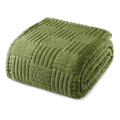 Whale Flotilla Lightweight Fleece Queen Size Blanket for Bed, Olive