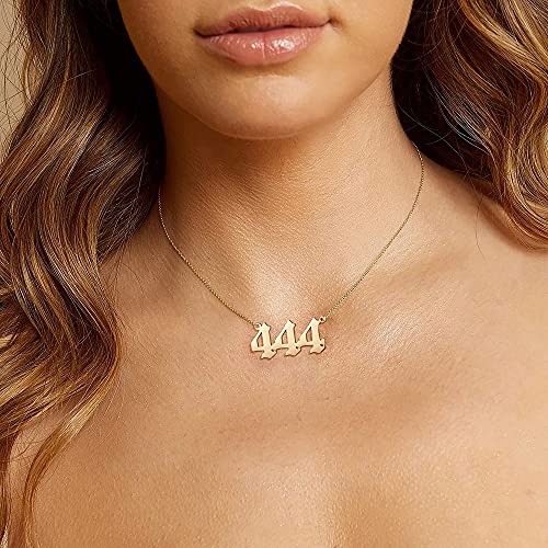 Tavuala Angel Number Necklace For Women, 18K Gold Plated 000 111 222 333 444 555 666 777 888 999 Necklace Numerology Jewelry (Gold, 444) #TOP2
