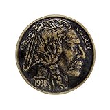 Bezelry 12 Pieces Indian Head Coin Style Metal Shank Buttons. 21mm (13/16 inch) (Antique Brass)