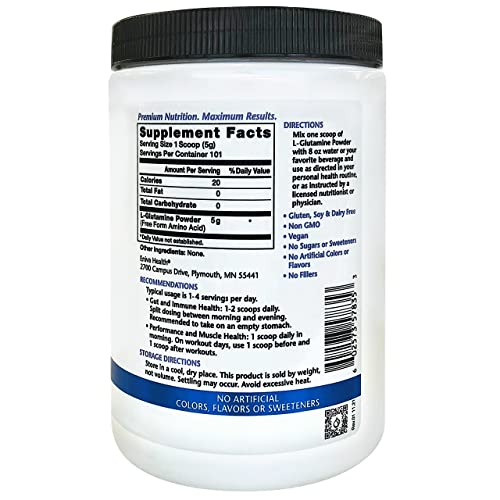 Eniva L-Glutamine Powder, 1.1-Pound And Omega-3 Fish Oil (60 Caps) #TOP1