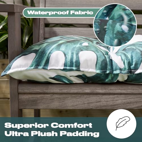 OHS Bench Cushions 2 Seater, Soft Outdoor Seat Cushions Water Resistant Comfy Garden Bench Cushions 2 Seater Garden Furniture Patio Indoor, Tropical Leaf Green - Image 2