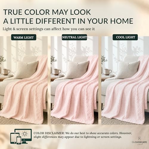 CLOUDSCAPE 8 Layer Muslin Blanket for Adults, 100% Cotton Muslin Throw Blanket - 50" x 70" Oversized Gauze Throw for Sofa, Couch - Soft Lightweight Breathable Summer Throws for Gifting- Seashell Pink by CLOUDSCAPE LINEN - Image 8