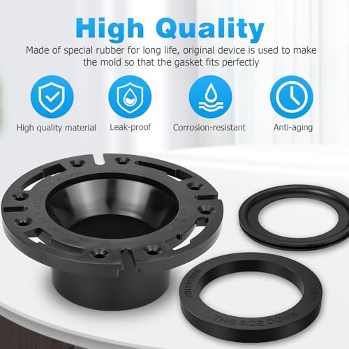Tecreddy RV Toilet Seal, 3" Socket Floor Flange Kit Replacement for Dometic 300 310 320 400 410 420 RV Toilets, 385345892 Flange 385311658 Flush Ball Seal and 385311652 Base Seal Gasket by Tecreddy - Image 2