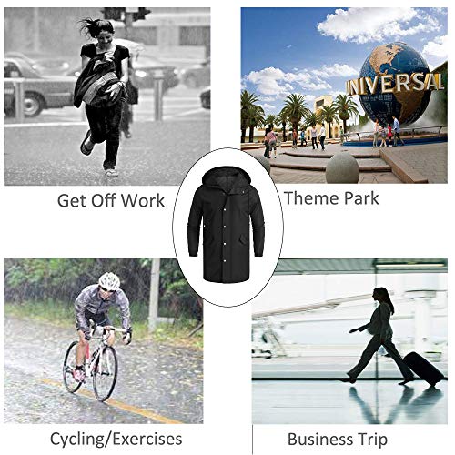 JINIDU Men's Long Waterproof Rain Jacket with Hood Lightweight Packable Raincoat for Outdoor,Hiking,Travel,Business,Fishing - Thumbnail 7