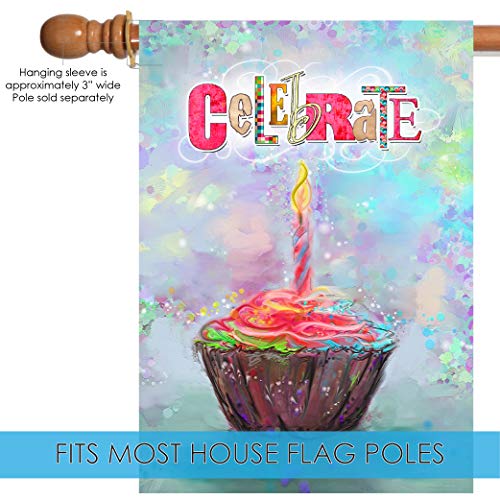 Toland Home Garden 1010110 Celebrate Cupcake Celebration Flag 28X40 Inch Double Sided Celebration Garden Flag For Outdoor House Party Flag Yard Decoration #TOP2