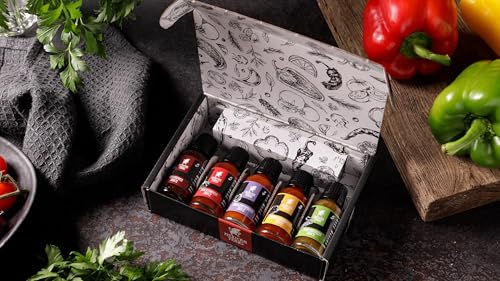 Mexican Tears Chili Sauce Geschenkset – Scharfe Soßen Mini-Probierbox – Geschenkidee für Männer & Frauen – Vegan & natürlich [5 x 20 ml]