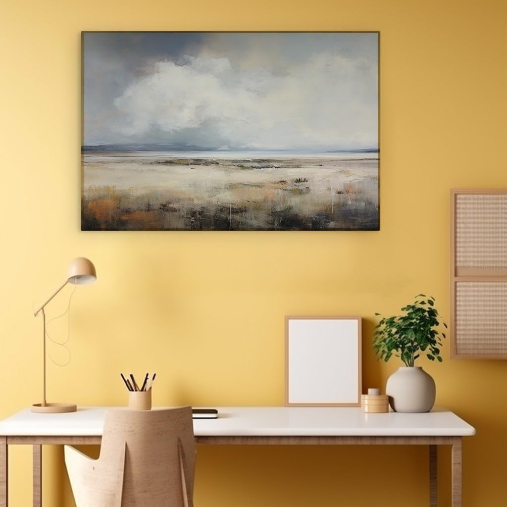 Canvas for Living room. Vast Horizons Under Brooding Skies: An Ode to Open Landscapes, 27 x 18 inch Canvas Wall Art - Contemporary Masterpieces - Modern Home Decor - 69x46 cm (27x18 inch)