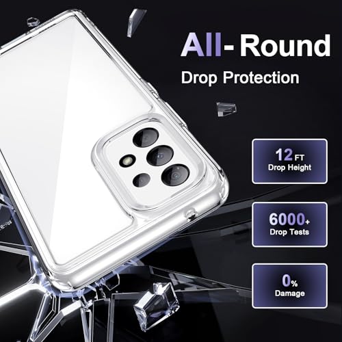 Image of Case for Samsung Galaxy A53, Military Grade Drop Protection Phone Case, Yellowing Resistant, Anti-Scratch Hard PC Back, Shockproof Hard Ultra-Thin Protective Cover, Clear