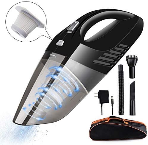 Candyfouse Handheld Car Vacuum Cleaner DC 12V Cordless Handheld Vacuum Wet/Dry Rechargeable Portable Vacuum Cleaner with 4000Pa Suction, HEAP Filter&Lithium Quick Charge Black