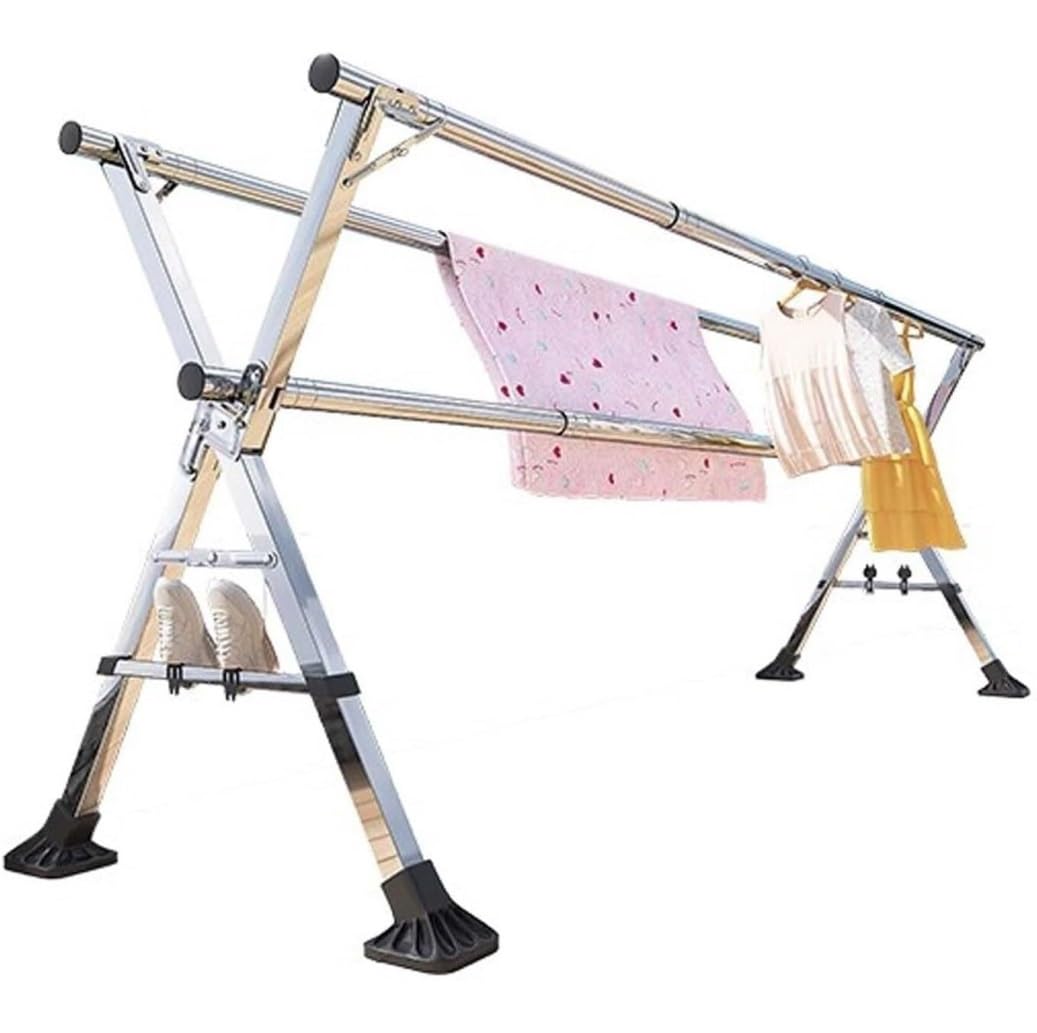 AZHKJKZH Clothes Airer Folding Clothes Drying Rack Adjustable Stainless Steel Garment Clothing Space Saving For Indoor Outdoor Indoor Outdoor(200cm)