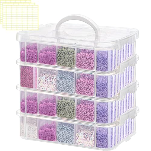 Image of 160pcs Bead Storagebead organizer boxes,4-Tier bead organizer boxes and craft storage boxes,Bead storage Stackable portable box,DIY Jewelry Craft Nails, Bracelets, Jewelry, (160pcs(2.09x1.57x0.8Inch)
