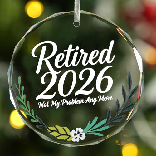 Retirement Gift for Woman,Retired Glass Ornament 2026 Funny Retirement Gifts for Women Men Coworker Teacher Nurse-Retirement Party Decorations