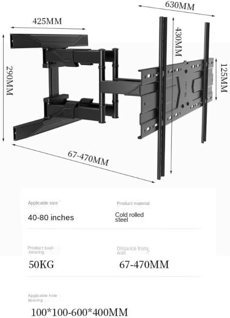 TV Stand TV Stands Wall Mount TV Bracket for 40-70 Inch TVs, Adjustable Height Telescoping Tilt and Swivel TV Stand Holds Up to 110Lbs Television Stands