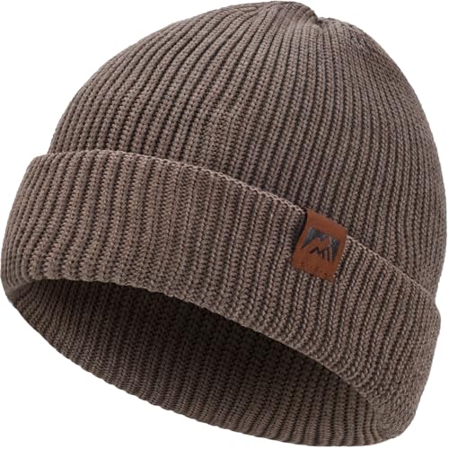 BARFULKER Beanie Mütze Herren Damen Winter, Warme Wintermütze Strickmütze Dehnbare Weiche Skimütze Winddichte Doppellagige Laufmützen Geschenke für Männer Frauen,Khaki