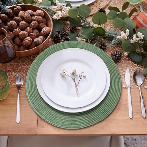 Sets de table de cuisine ronds verts pour décoration de table à manger