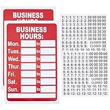 GORGECRAFT 2 Set Verstellbare Öffnungszeiten Schilder Aus PVC Inklusive Passender Zahlenaufkleber Für Glastüren Fenster Restaurants Bars Einzelhandel Friseursalons Rot 19.6x29.7cm