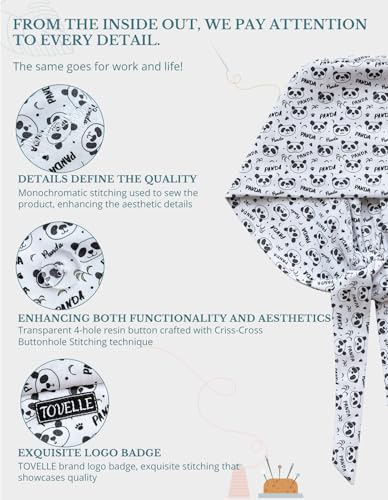 Image of Scrub Caps for Women with Buttons, Classic Surgical Caps | Double-Sided Printed, Adjustable,Long Hours, Sweatbands, Fabric Help Reduce Static Buildup