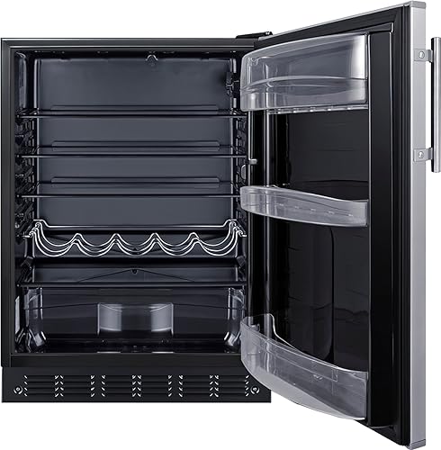 Summit FF6BK2SSADA 24” Wide ADA Under Counter Refrigerator 5.5 cu.ft. Made in Europe with Automatic Defrost Operation, Reversible Stainless-Steel Door, and Deluxe black interior (ADA Right Hand Door) on Fridge.com