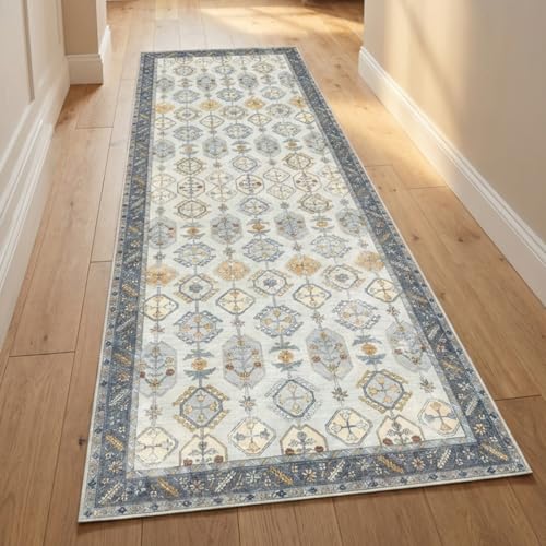 Muddy Mat® Muddy Carpet Celeste 2ft x 7ft Washable Area Rugs for Living Room, Bedroom & Dining Room – Modern Soft Low Pile Non Slip Carpet – Pet Friendly Waterproof Foldable Rugs for Home