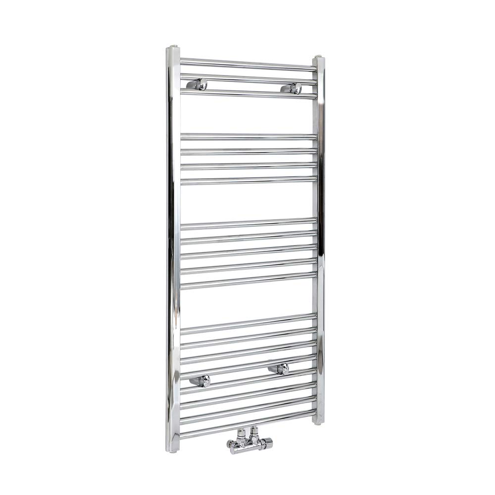 Milano Chrome Neva Middle Connection Heated Towel Rail - 1188Mm X 600Mm