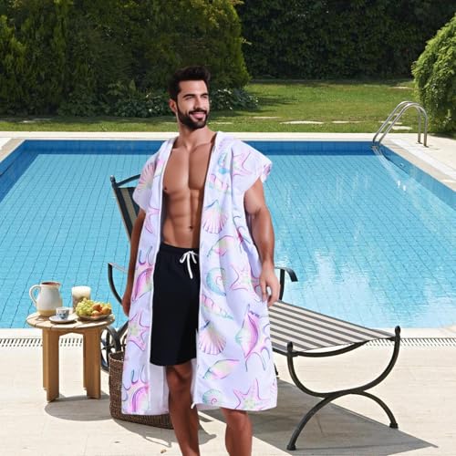 Toalla de playa de microfibra para adultos, manta con capucha absorbente de viaje 4