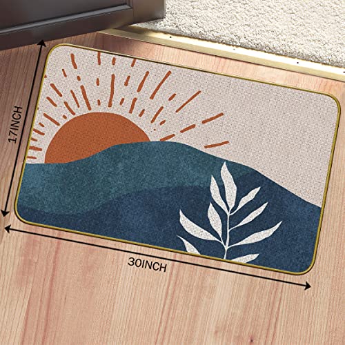 Mingnei Boho Sunrise Botanical Leaf Mountain Doormat Door Mat For Home Entrance,Bohemia Mid Century Farmhouse Floor Mats For House Front Indoor Inside Outdoor Outside Entryway Rug 30 X 17 Welcome Mat #TOP2