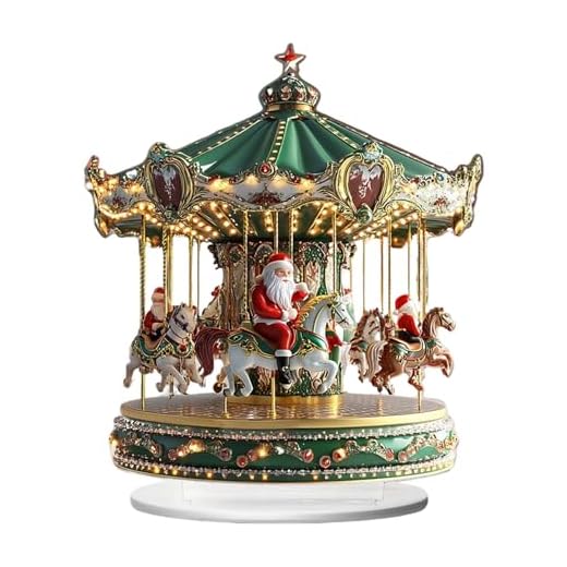 Yuemeuy Carrusel Navideño,2D Papá Noel Decoración del Hogar | Casa Decorativa De Aldea Navideña,para Uso En Interior Fiestas De Navidad Sala Dormitorio Cocina Oficina Repisa Entrada