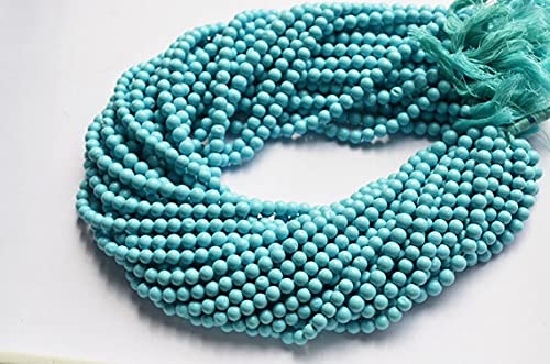 Perles turquoise synthétiques 5-6 mm rondes et lisses pour éviter les irrégularités de montage