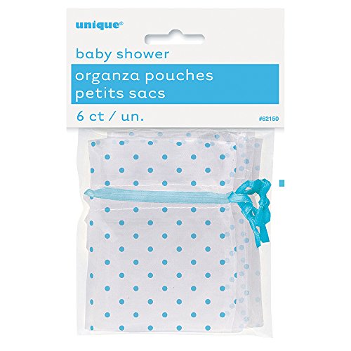 Unique 62150 Blue Polka Dots Organza Party Favor Bags, 1 Pack