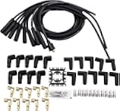 Spark Plug Wires Spiral Core 8.5mm Black Straight Boot Universal Set V8 W/Looms