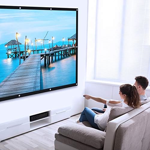 Projector Screen 100 Inch,Powerextra 16:9 HD 4K Foldable Anti-Crease Portable Projection Screen for Home Theater Indoor Outdoor Movie Screen,Support Double-Sided Projection
