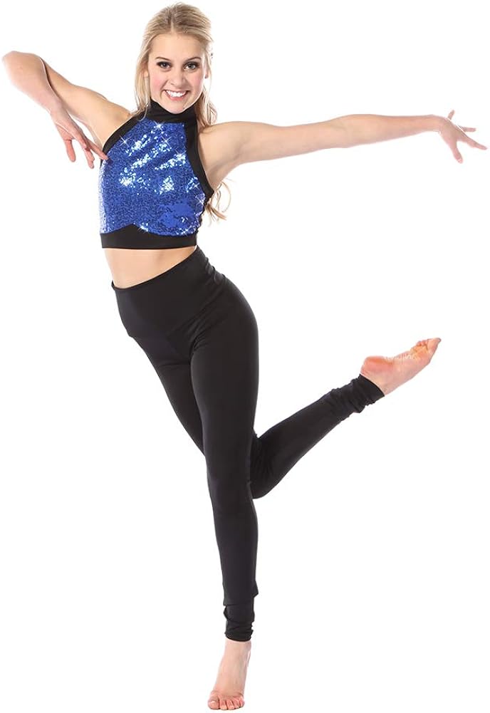 Sequin Crop Top for Girls Mid Length Just for Kix Dance Costume : Sports & Outdoors