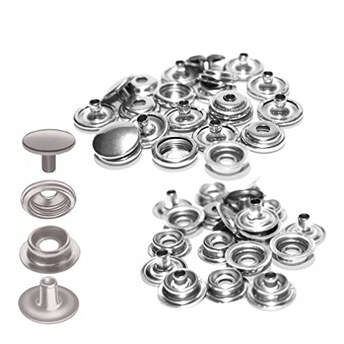 Versandbox24 10 Stück DOT Set Druckknopf Edelstahl V4A Persenning Plane Zelt Verdeck Boot Camping Auto Bimini Nähfrei