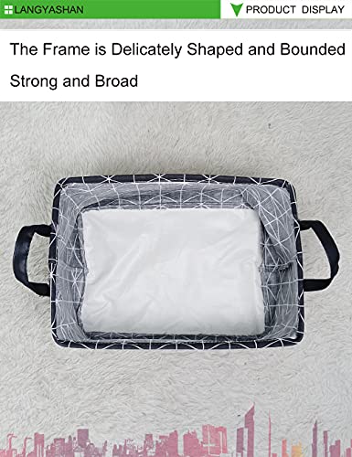 Langyashan Rectangular Storage Bin Collapse Canvas Fabric Cartoon Storage Basket With Handles For Organizing Home Kitchen Boys And Girls Toys Office Closet Shelf Baskets(Rec Black Pattern) #TOP5
