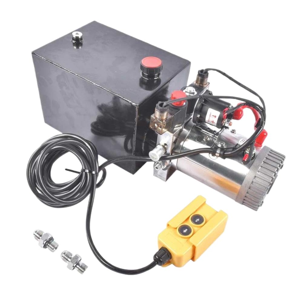 Aadzeafxq Onecolor Hydraulic Pump Power Unit Compatible With Ap03 Dump Trailer 8 Quart Double Acting 12V Dc 3200 Psi Sae #6