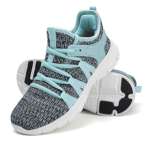 INZCOU Running Shoes Lightweight Tennis Shoes Non Slip Gym Workout Shoes Breathable Mesh Walking Sneakers, Hemp Blue, 10 Women/9 Men