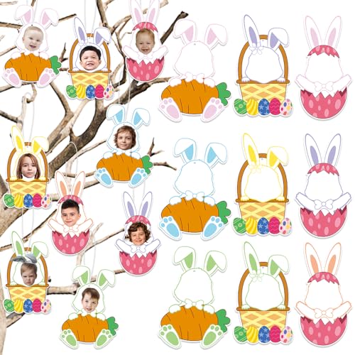Threetols 18 Pcs Easter Bunny Cutouts with Photo Space,Cute Rabbit Paper Cutouts Wall Decor with 40 Pcs Glue Points DIY Craft Photo Classroom Door Wall Party Office by Threetols - Image 7