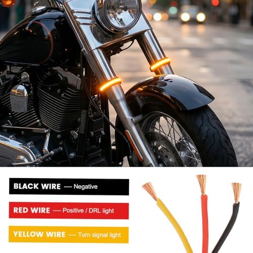 SGDRN 2 PCS Motorcycle LED Turn Signal Light, Flexible White & Amber DRL Daytime Running Lamp, Waterproof Dual-Color Fork Turn Signal Blinkers Adjustable Strip Bar for Motorbike Scooter - 4