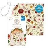Bee's Wrap Vegan Beeswax Sandwich Wrap - Beeswax Lunch Wrap with Button & Tie - Plastic Free Made in USA Reusable Natural Food Wrap - Meadow Magic
