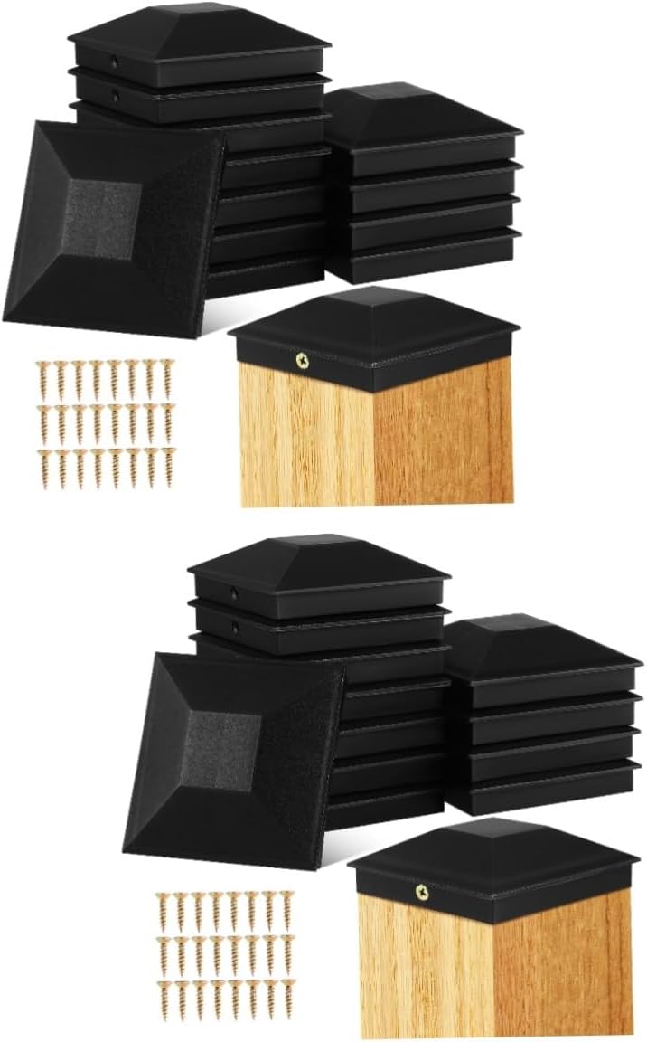 Mikikit 24pcs Weather Resistant Fence Post Caps Outdoor Covers for Standard Posts Easy Installation Screws Stylish for Decks and Fencing