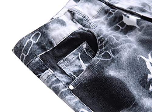 Ripium Men's Skinny Stretch Jeans Fashion Printed Slim Fit Jeans Comfort Flex Waist Casual Pants #TOP3