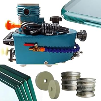Electric Small Glass Edging Machine, 8000r/Min Portable Small Glass Edger Machine, Straight Round Bevelled Glass Edging Grinder, Stone Glass Acryl Polishing Machine Green