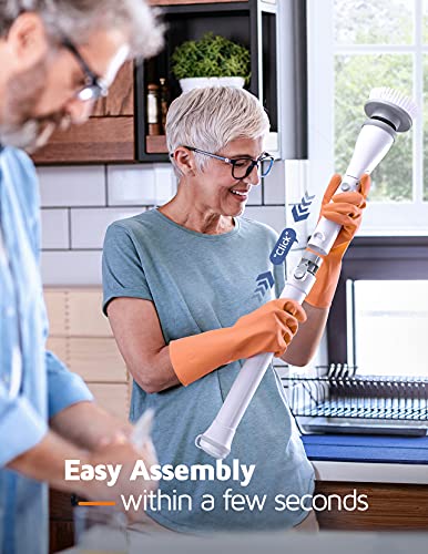 Homitt Electric Spin Scrubber Cordless Shower Cleaning Brush Built-in 2 Batteries, 360 Power Rotation with 4 Replaceable Cleaner Heads and Adjustable Extension Handle for Bathroom, Tub, Tile, Floor - Thumbnail 4