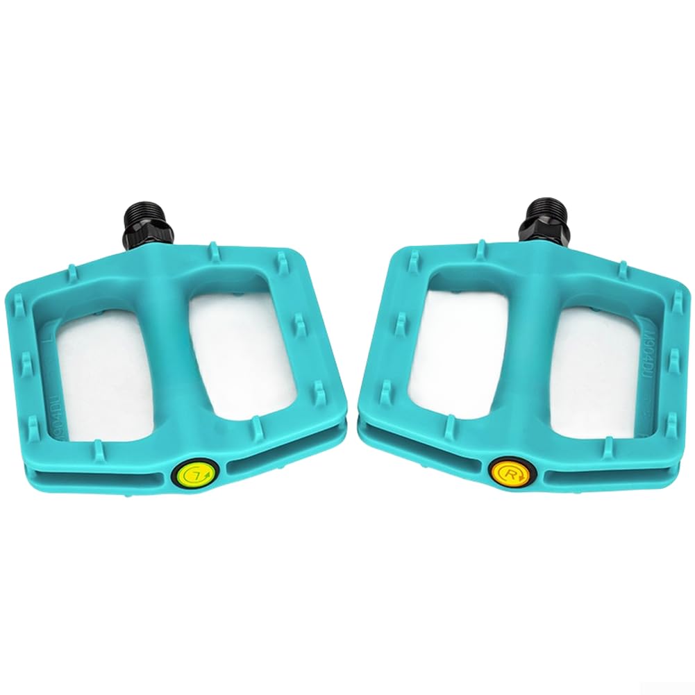 Nylon Bike Pedals, Anti-Slip Design For Mountain Road Folding Bicycles, Lightweight DU Bearing, City Bicycle Pedals(Cyan)
