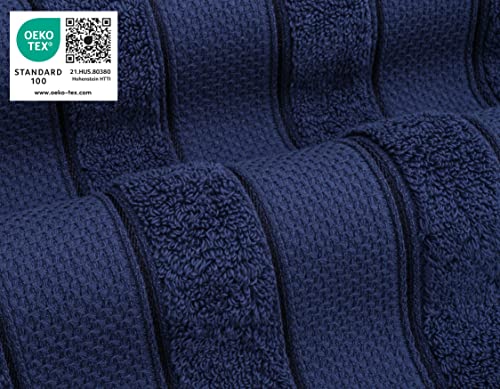 American Soft Linen Salem Bath Towel Set, 6 Piece Towels For Bathroom, 100% Turkish Combed Zero Twist Cotton, 2 Bath Towels 2 Hand Towels 2 Washcloths, Navy Blue #TOP2